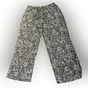 Chico's Linen Blend  Leopard Print Wide Leg Pants Sz 2/Large Side Pockets